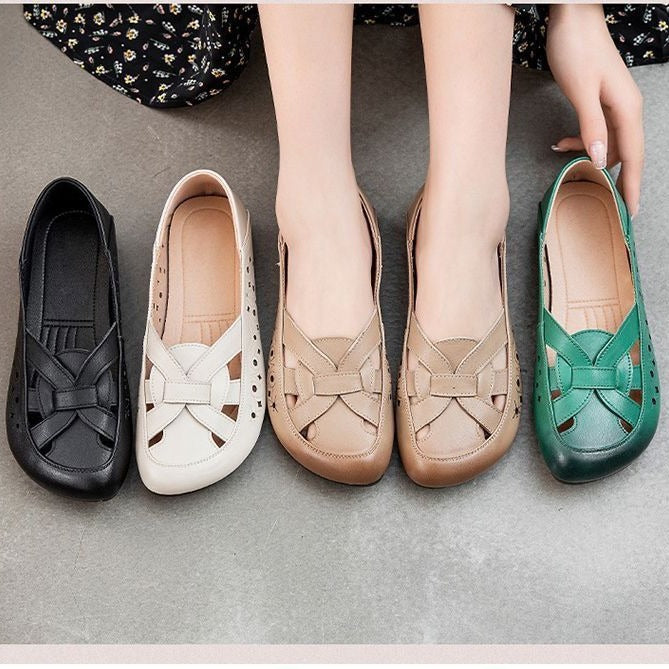 Damen Komfortable Rundbogen-Schuhe mit dekorativem Schnitt EB
