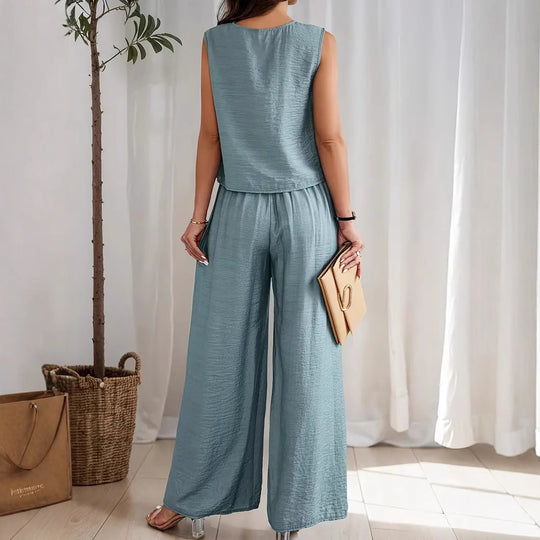 Damen weiches Oberteil und elegante weite Hose EB