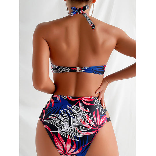 Damen Hochgeschlossener Badeanzug mit floralem Muster und Cut-Out Details EB