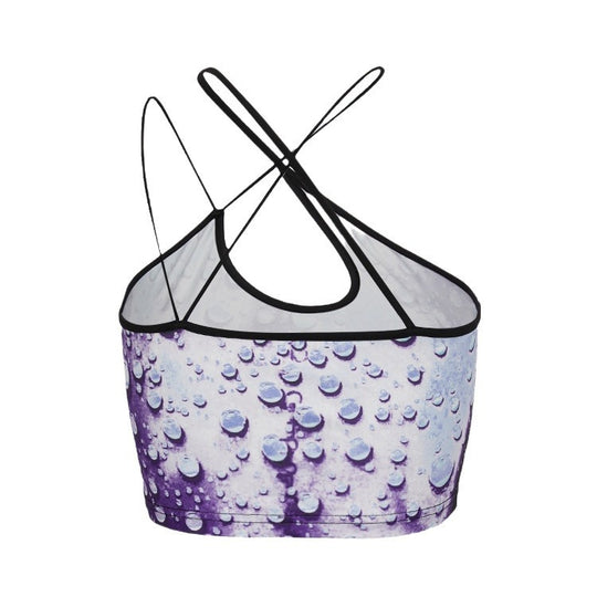 Damen Crop-Top mit Wasserperlen-Motiv und elegantem Rückenverschluss EB