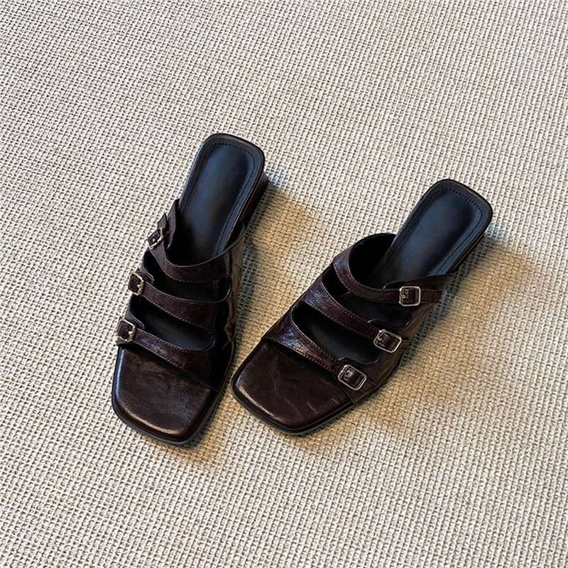 Damen modische Slingback Sandalen mit dekorativen Riemen und eleganten Schnallen EB