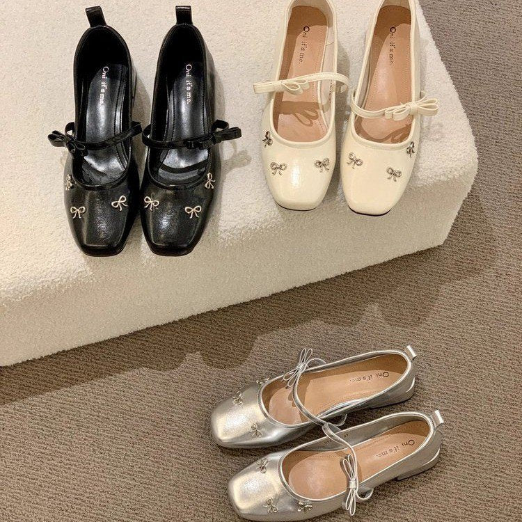 Damen elegante Ballerinas mit modischem Schleifendetail EB