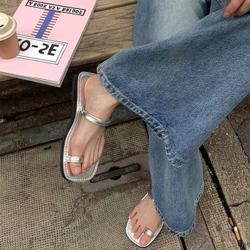 Damen Zehentrenner-Sandalen mit verstellbarem Riemendesign und ergonomischem Fußbett EB