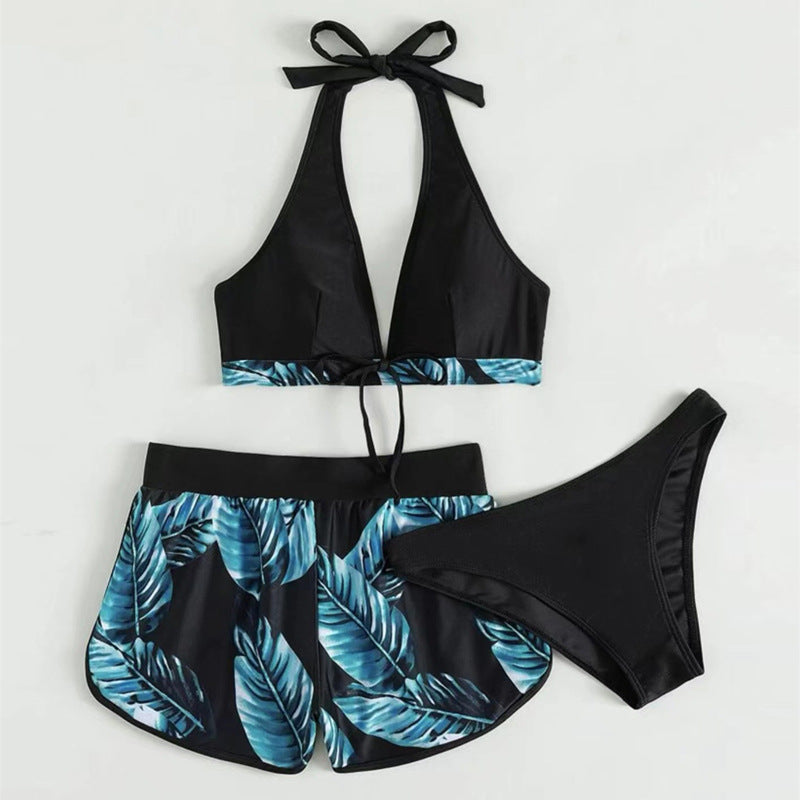 Damen Bikini-Top mit abnehmbaren Trägern und modischen Shorts EB