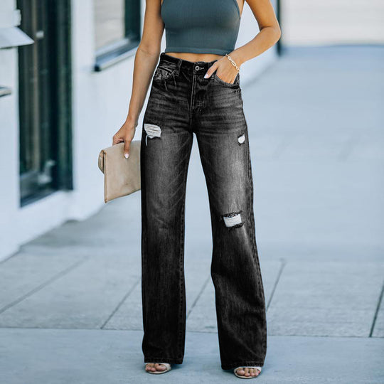 Damen Weit geschnittene Jeans mit modischen Destroyed-Details EB