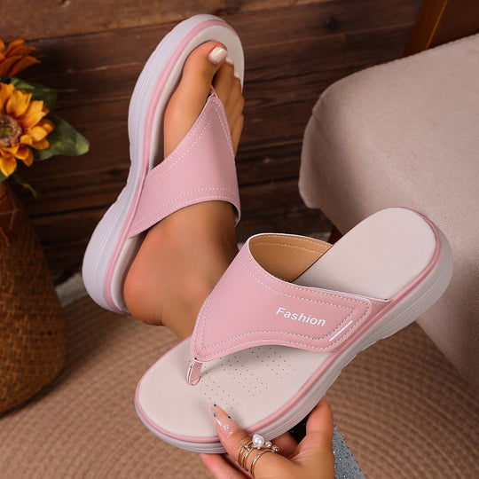 Damen Zehensteg-Sandalen mit gepolstertem Keilfußbett und profilierter Komfortsohle EB