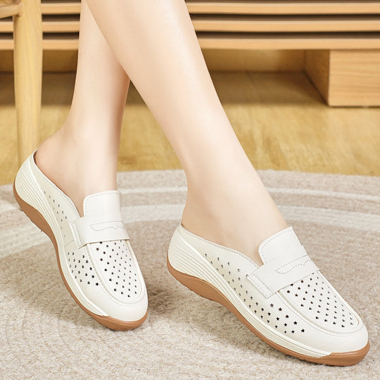 Damen Komfortable Clogs mit atmungsaktiver Lederoberfläche EB