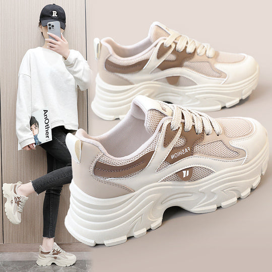 Damen sportive Chunky Sneakers mit atmungsaktivem Mesh-Obermaterial und dämpfendem Sohlenprofil EB
