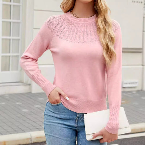 Damen eleganter Feinstrickpullover mit dekorativem Schulterdesign EB