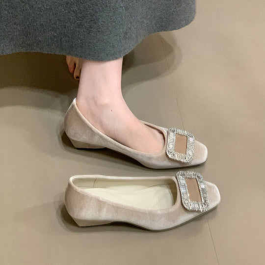 Damen elegante Ballerinas mit schimmerndem Schmuckdetail EB