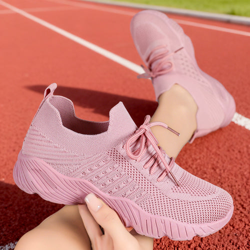 Damen atmungsaktive und flexible Fitness-Sneaker mit elastischer Schnürung EB