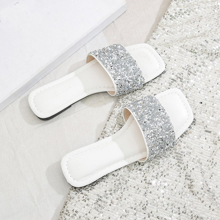 Damen Glitzernde Riemchen-Pantoletten EB
