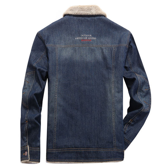 Herren Denim-Workerjacke mit wärmender Teddyfleece-Innenlage und Sherpa-Kragen EB