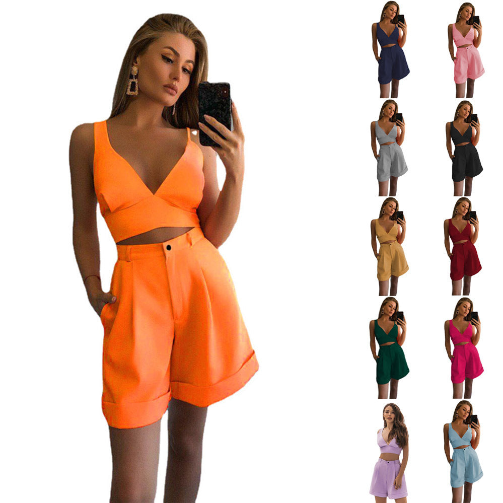 Damen Crop-Top und Shorts Set EB