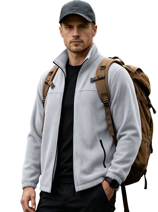 Herren Leichte Outdoor-Fleecejacke mit Stehkragen und Reißverschlusstaschen EB