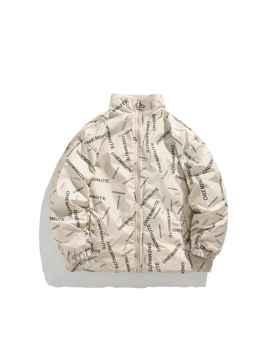 Herren Modische Steppjacke mit hohem Kragen und einzigartigem Schriftzug EB