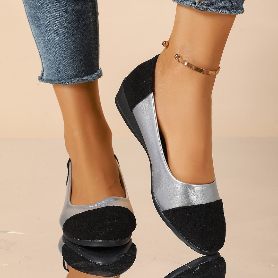 Damen Wedge-Schuhe mit elegantem Samt-Obermaterial und anatomisch geformtem Fußbett EB