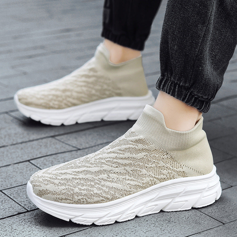 Damen Bequeme High-Top Sneakers mit elastischem Strickoberteil EB