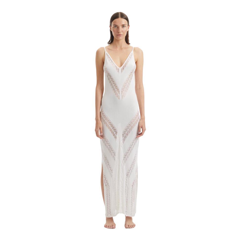 Damen elegantes Strandkleid mit raffinierten Häkelpartien EB
