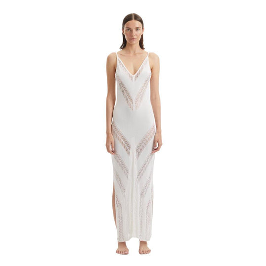 Damen elegantes Strandkleid mit raffinierten Häkelpartien EB