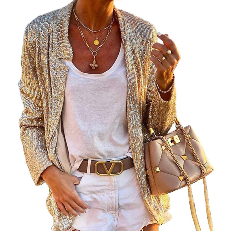 Damen Strickjacke mit schimmerndem Effekt und lockerer Passform EB