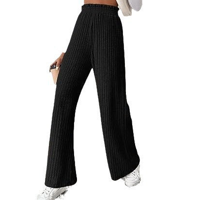 Damen weite Plisseehose mit hohem Bund und elastischem Taillenband EB