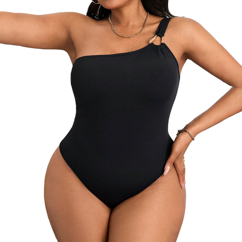 Damen Einteiler Badeanzug mit asymmetrischem Design und raffiniertem Schulterdetail EB