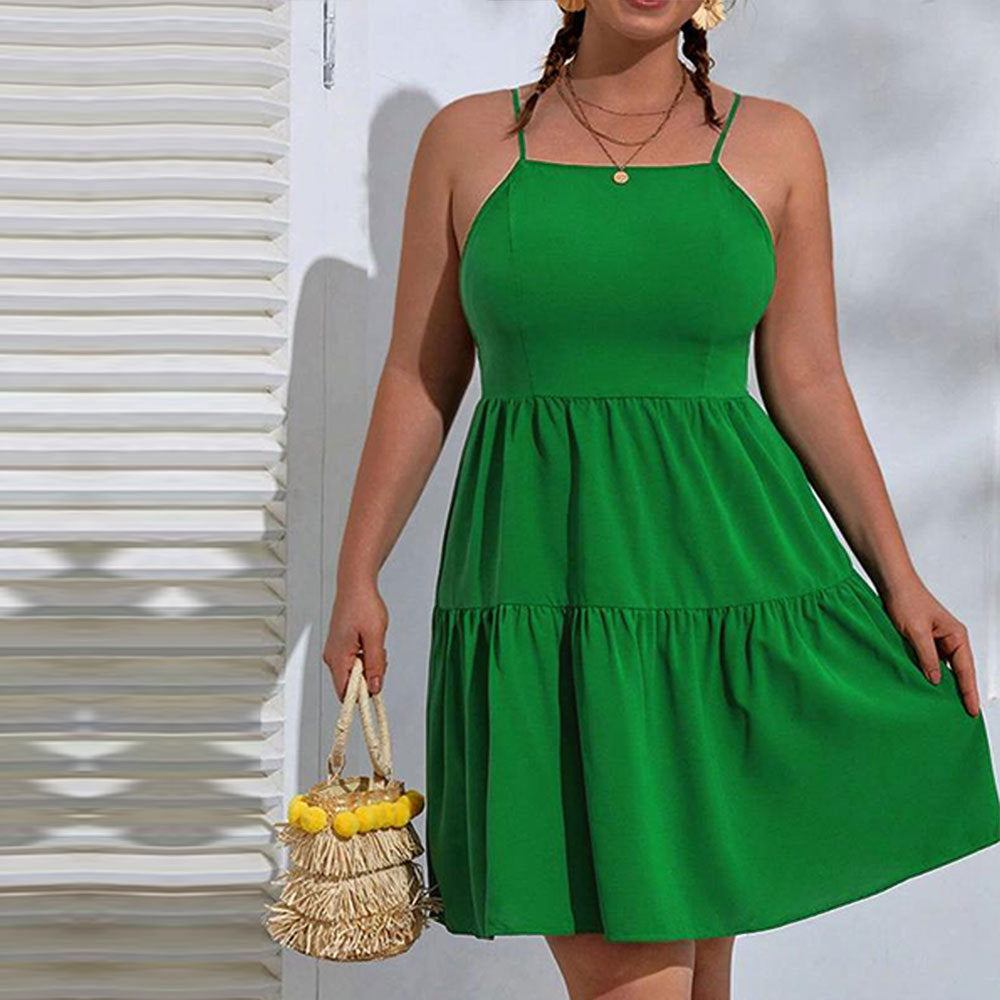 Damen Freizeitkleid mit verführerischem Volant und verstellbaren Spagettiträgern EB
