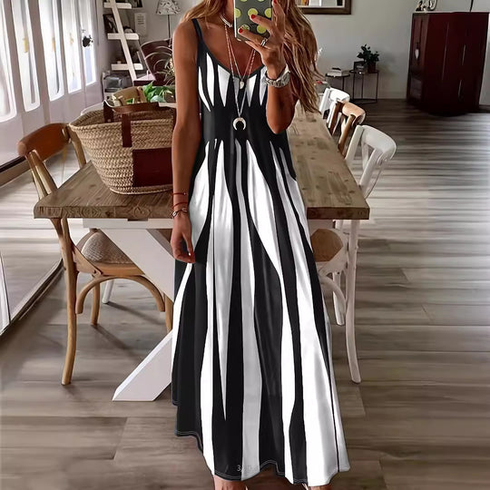 Damen Maxikleid mit modischem Streifendesign EB