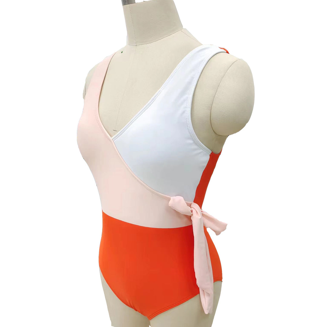 Damen Eleganter Wickelbadeanzug mit asymmetrischem Schnitt EB