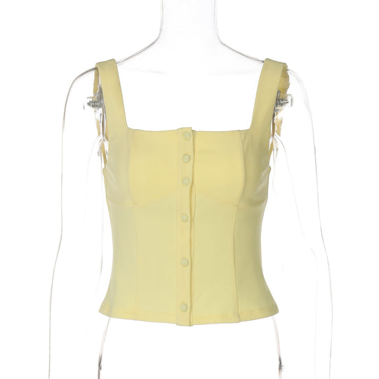 Damen Tailliertes Top mit Knopfdetail EB