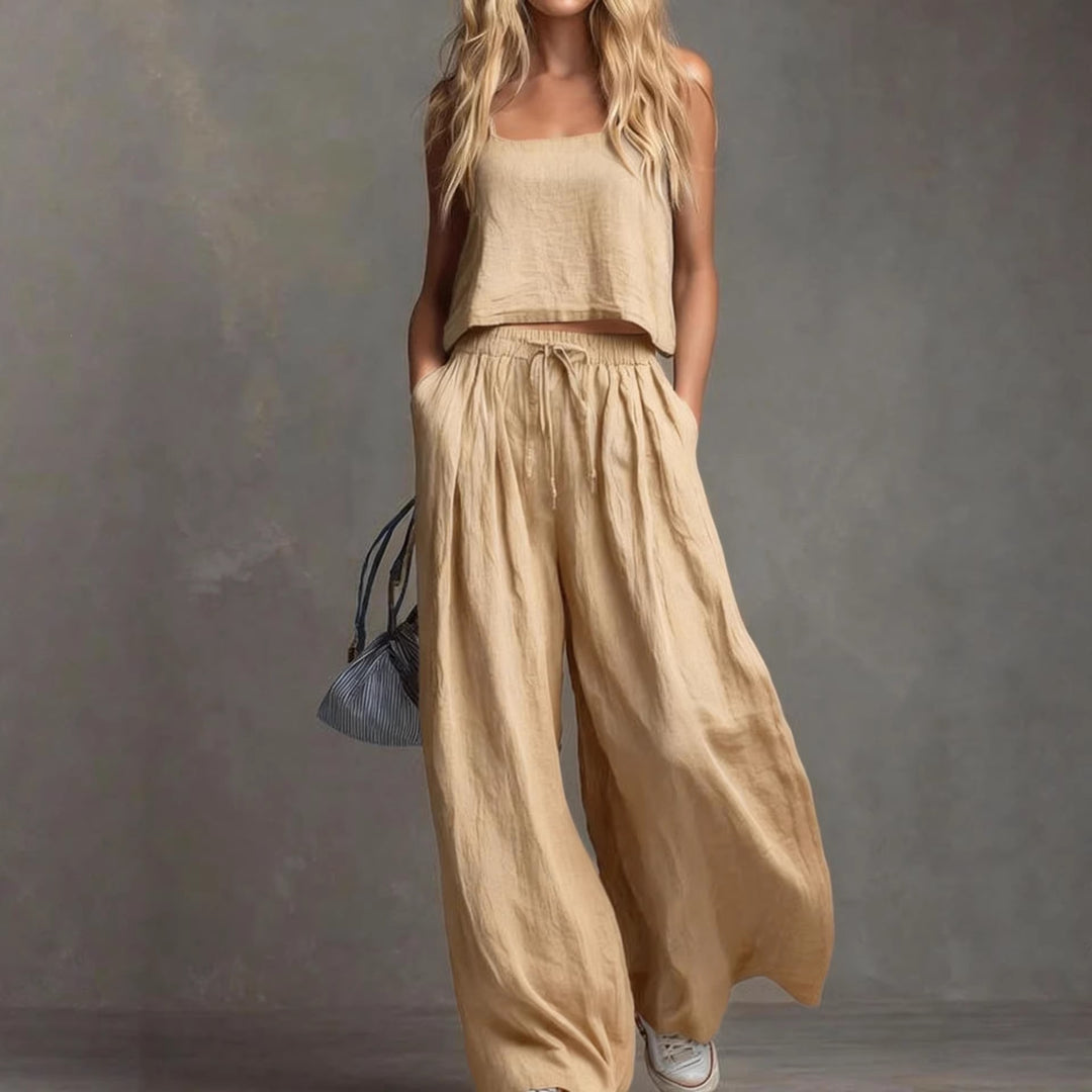 Damen Sommerliches Freizeit-Set mit weitem Oberteil und lässiger Hose EB