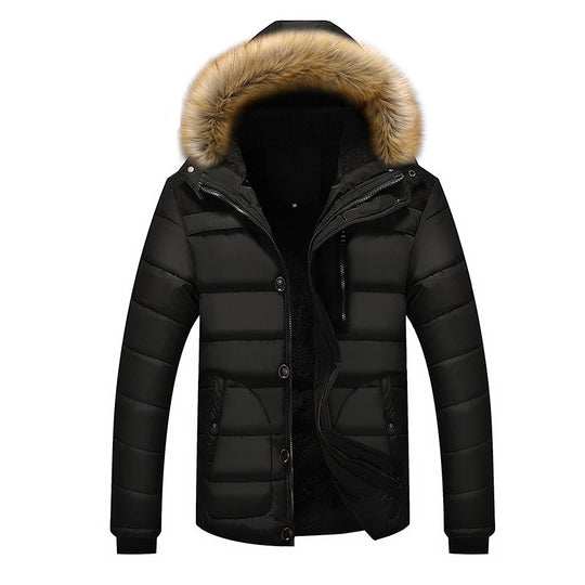 Herren Isolierter Steppparka mit Kunstfellkapuze, verdeckter Zip- und Druckknopfleiste EB