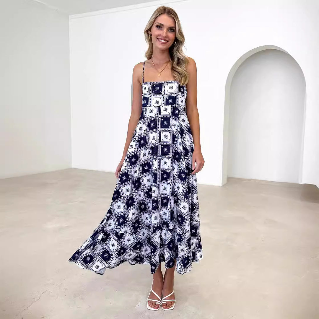 Damen Bohemian Maxikleid mit verspieltem Print und luftiger Silhouette EB