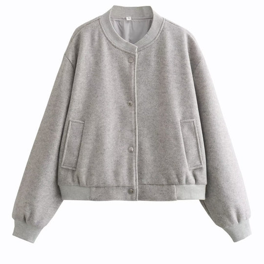 Damen lässige Bomberjacke mit elastischem Saum und praktischen Eingrifftaschen EB