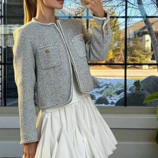 Damen elegante und strukturierte Kurzjacke EB