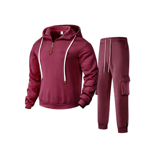 Herren nan zweiteiliges Sweatset mit Kapuze elastischem Bund und aufgesetzten Cargotaschen EB