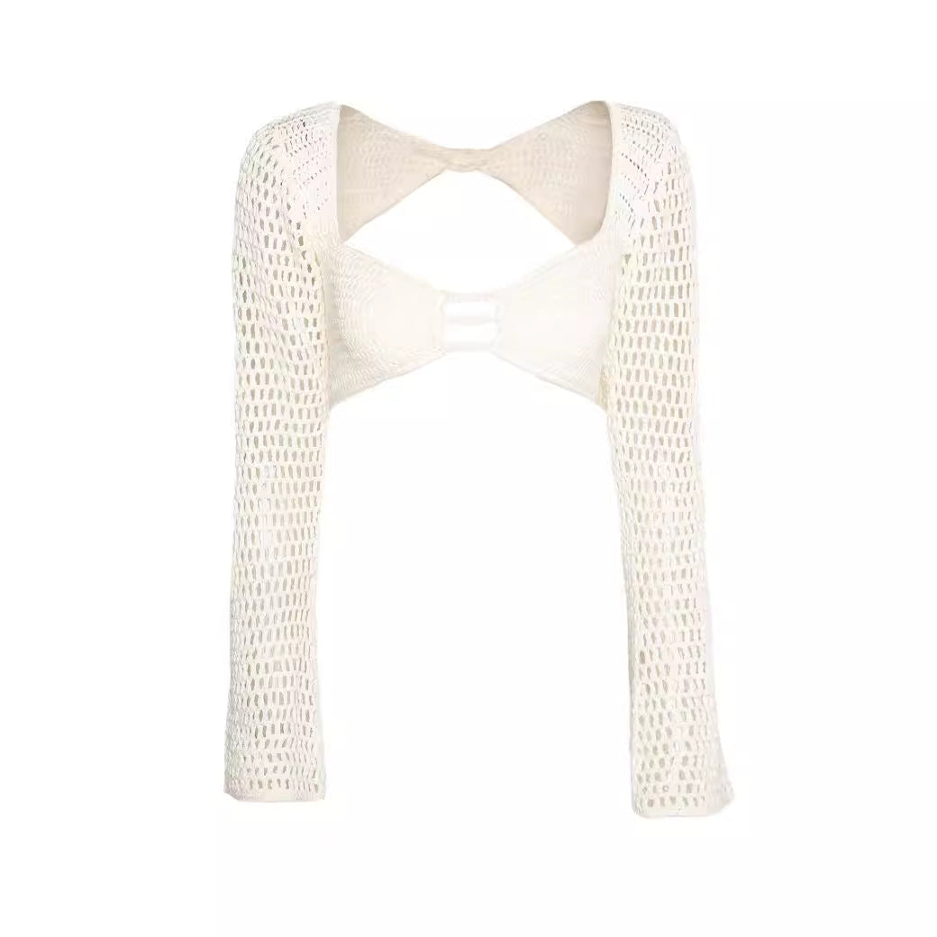 Damen geflochtener Strickanzug mit langen Ärmeln und figurbetontem Design EB