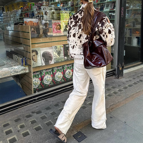 Damen Kunstlederjacke im modernen Kuhfell-Design EB