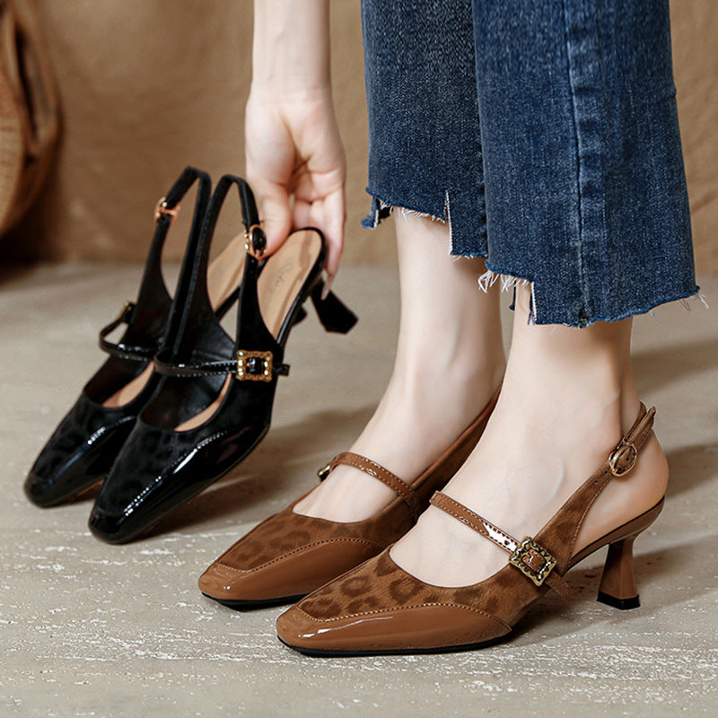 Damen Slingback-Pumps mit verstellbarem Riemen und edler Schnallenapplikation EB