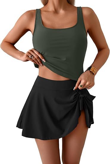 Damen Sportliches Tankini-Set mit schmeichelndem Rock EB