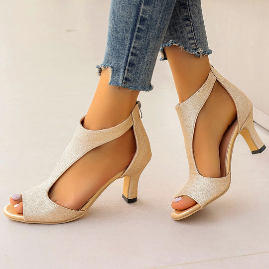 Damen Elegante Peeptoe-Pumps mit modischem Cut-Out-Design und komfortablem Absatz EB