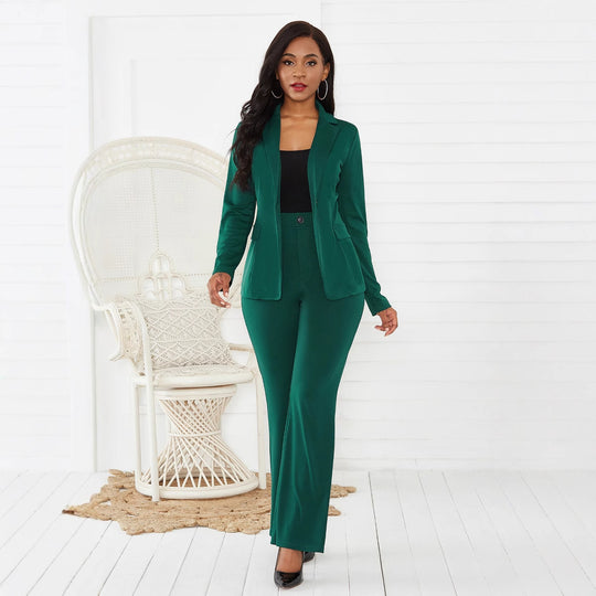 Damen Elegantes Blazer-Hosen-Set mit tailliertem Schnitt und schmalen Beinen EB