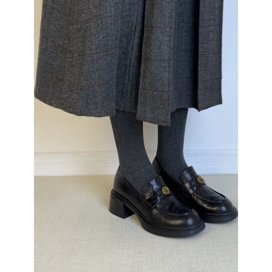 Damen Mokassins mit eleganter Schnallenverzierung und komfortablem Blockabsatz EB