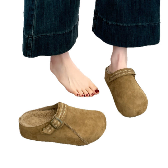 Damen Komfort Clogs mit warmem Innenfutter und modischer Schnalle EB