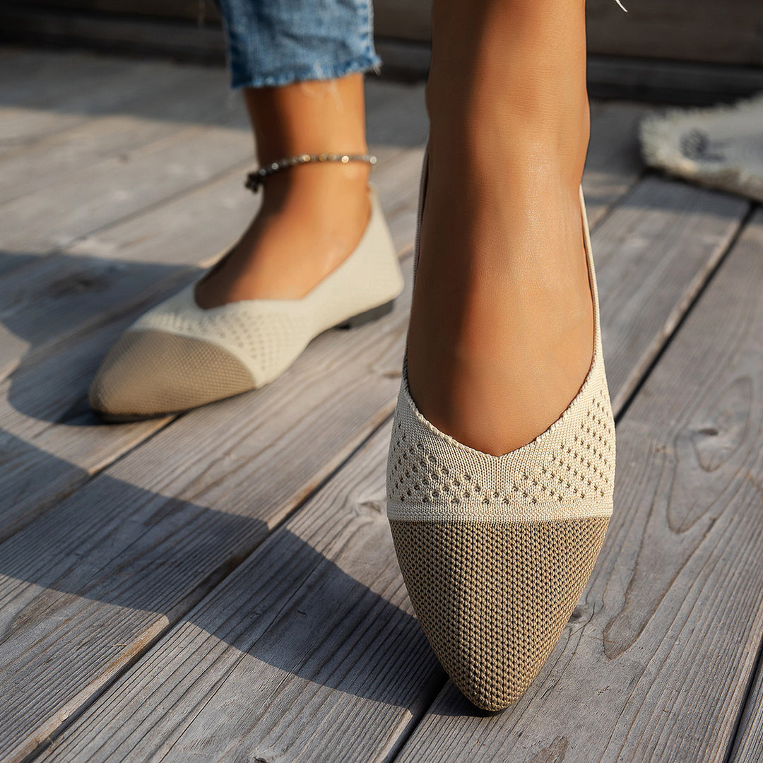 Damen Ballerinas mit kreativem Hahnentrittmuster und flexiblem Fußbett EB