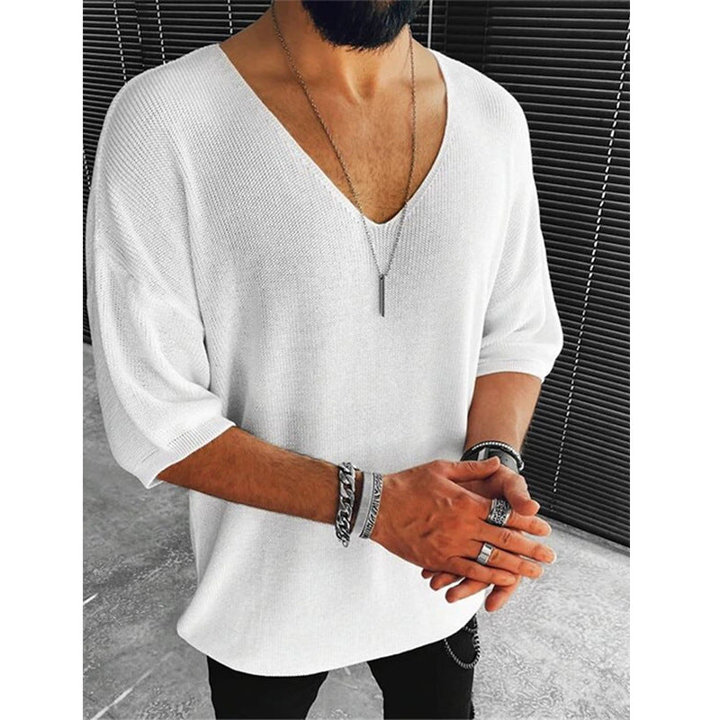 Herren Übergröße V-Ausschnitt Pullover EB