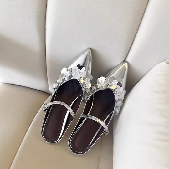 Damen Slingback-Pumps mit floralem Strassbesatz und elegantem Design EB
