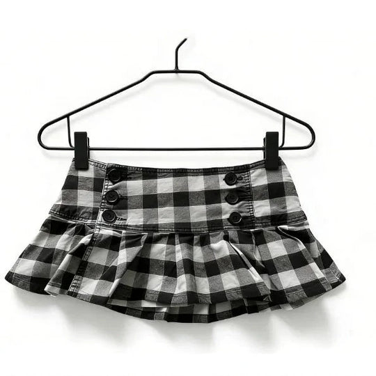 Damen Gingham Rüschenrock mit Knopfdetails EB