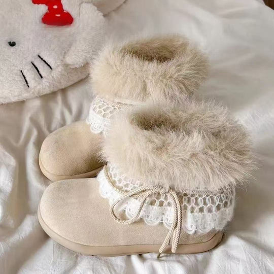Damen Kuschelige Winterstiefel mit dekorativem Fellkragen und hochwertigem Obermaterial EB